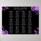 Zitkaart voor paarse en zwarte bruiloft poster (Voorkant)