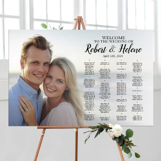 Zitkaartbord voor weduwen met foto poster