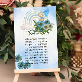 Zitkaarten Beary Boho Rainbow Blue Balloon Kaart