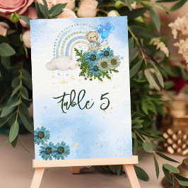Zitkaarten Beary Boho Rainbow Blue Balloon Kaart