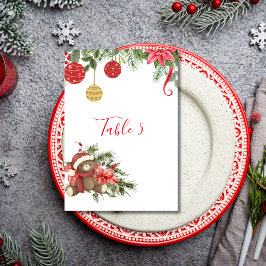 Zitkaarten Kerstmis Winter Poinsettia Ornament Kaart