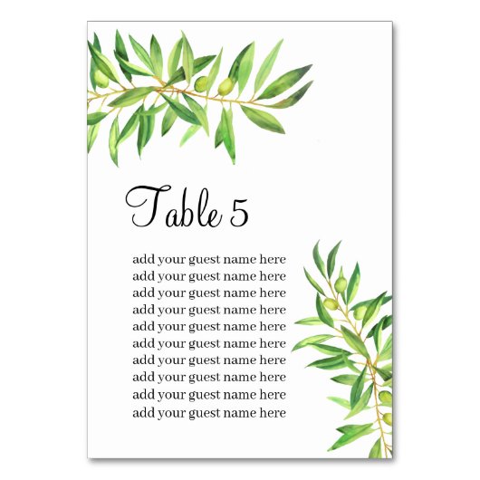 Zitkaarten Moderne eenvoudige olijftak groen Kaart (Voorkant)