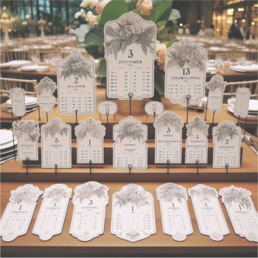 Zitkaarten stickers voor het toewijzen van tafels (Voorkant)