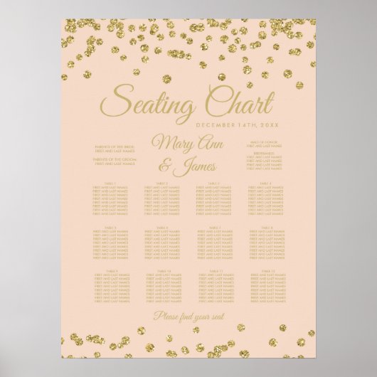 Zitkast Gold Faux Glitter Confetti Blush Poster (Voorkant)
