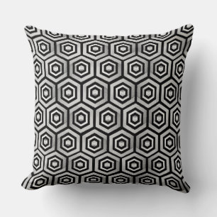 Zitkussen Zwart Wit Hexagon Geometrisch Patroon Kussen