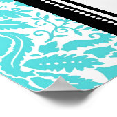 Zitkuur 10 tabellen Aqua Black Damask Poster (Hoek)