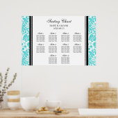 Zitkuur 10 tabellen Aqua Black Damask Poster (Keuken)
