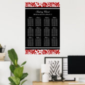 Zitkuur 12 tabellen 96 Guest Red Black Damask Poster (Thuiskantoor)