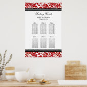 Zitkuur 6 Tabellen 60 Guest Red Black Damask Poster (Keuken)