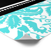Zitkuur 8 Tables Aqua Black Damask Poster (Hoek)