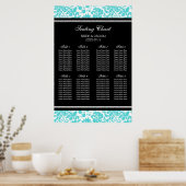 Zitkuur 8 Tables Aqua Black Damask Poster (Keuken)