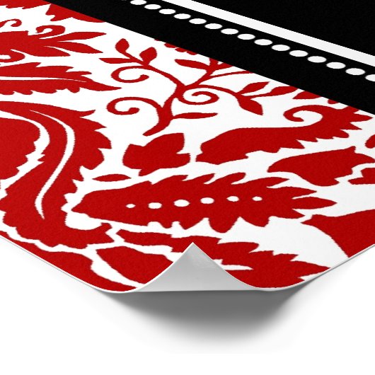 Zitkuur 8 Tables Black Red Damask Poster (Hoek)