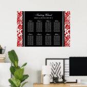 Zitkuur 8 Tables Black Red Damask Poster (Thuiskantoor)