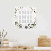 Zitkuur Elegant White Anemone Willow Floral Poster (Keuken)