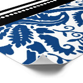 Zitplaatje 12 Tables Black Blue Damask Poster (Hoek)