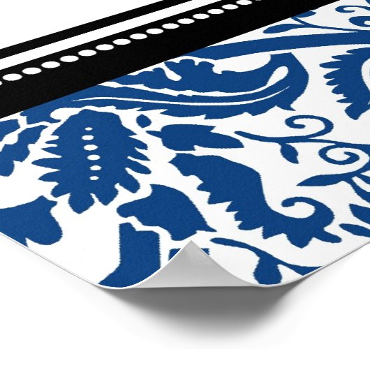 Zitplaatje 12 Tables Black Blue Damask Poster (Hoek)