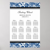Zitplaatje 12 Tables Black Blue Damask Poster (Voorkant)