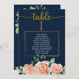 Zitplaatje Tabel Kaart Navy Blue Gold Blush