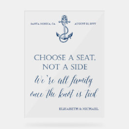 "Zitplaats niet zijwaarts" nautisch trouwbord Acryl Bord