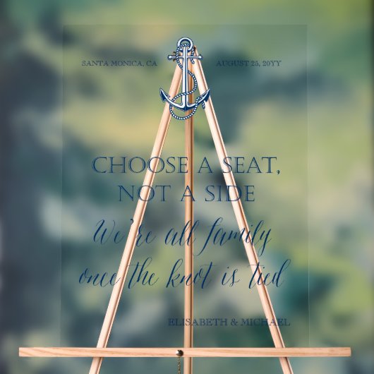 "Zitplaats niet zijwaarts" nautisch trouwbord Acryl Bord (Neutraal)