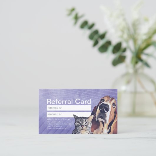 Zitplaats voor kat- en hondenzorg aanbevelingskaartje (Staand voorkant)