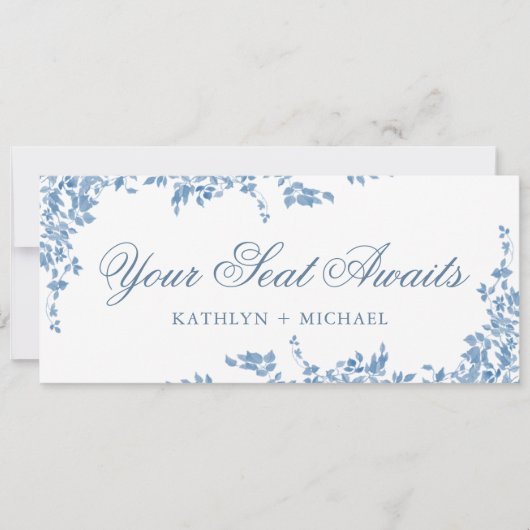 Zitplaatsenkaartkop  Blauw Bloemen Kaart (Voorkant)