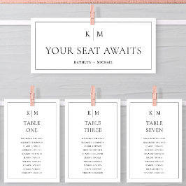 Zitplaatsenkaartkop minimalistisch monogram Kaart