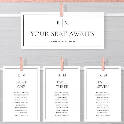 Zitplaatsenkaartkop minimalistisch monogram Kaart