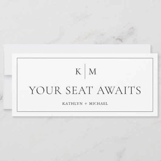 Zitplaatsenkaartkop minimalistisch monogram Kaart (Voorkant)