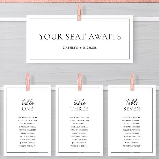 Zitplaatsenkaartkoptekst Modern Black Border Kaart