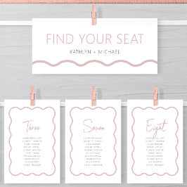 Zitplaatsenkaartkoptekst Modern Blush Pink Wavy Ka Kaart