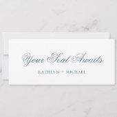 Zitplaatsenkaartkoptekst Modern Dusty Blue Script  Kaart (Voorkant)