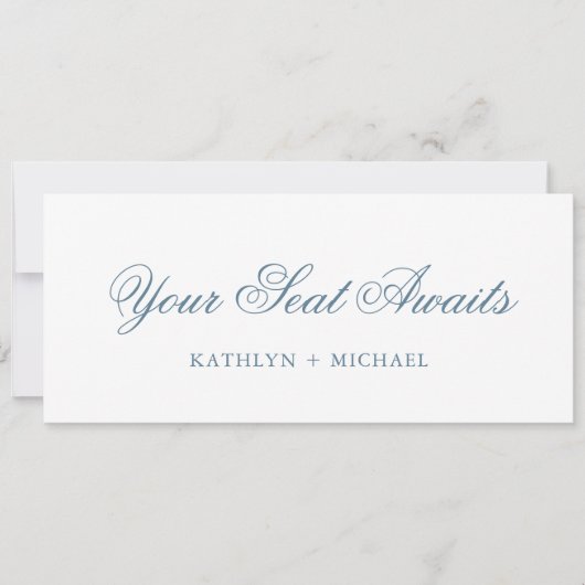 Zitplaatsenkaartkoptekst Modern Dusty Blue Script  Kaart (Voorkant)