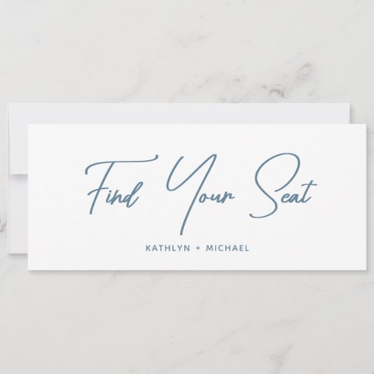 Zitplaatsenkaartkoptekst Modern Dusty Blue Script  Kaart (Voorkant)