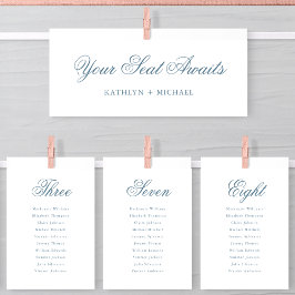 Zitplaatsenkaartkoptekst Modern Dusty Blue Script  Kaart