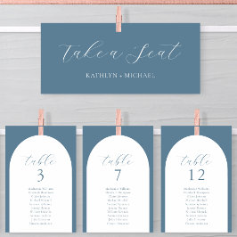 Zitplaatsenkaartkoptekst Modern Dusty Blue Script  Kaart