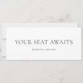 Zitplaatsenkaartkoptekst Modern Zwart Minimalistis Kaart (Voorkant)