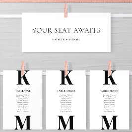 Zitplaatsenkaartkoptekst Modern Zwart Minimalistis Kaart