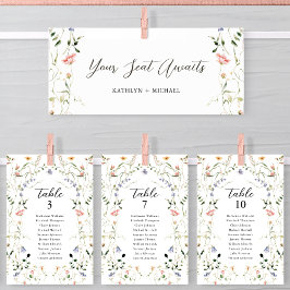 Zitplaatsenkaartkoptekst Wildflower Modern Floral  Kaart