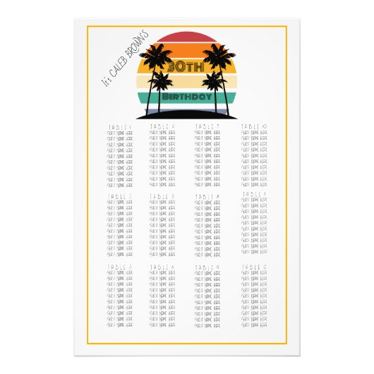 Zitplaatskaart 30e Retro Stripe Foto Afdruk (Voorkant)