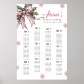 Zitplaatskaart kerst roze sneeuwvlok thema poster (Voorkant)