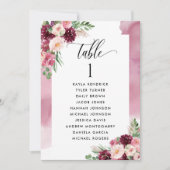 Zitplankkaarten met gastnamen Burgundy Pink (Voorkant)