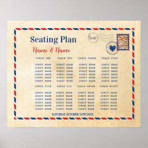 Zitplattegrond Bruiloft Briefkaart Reisbestemming Poster