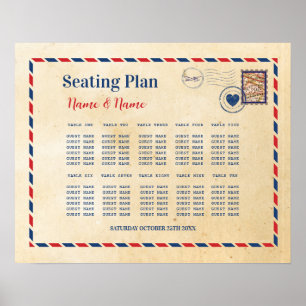 Zitplattegrond Bruiloft Briefkaart Reisbestemming Poster