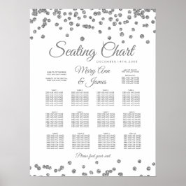 Zitschaart Zilver Faux Glitter Confetti White Poster