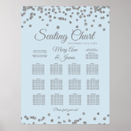Zitschaart Zilver Glitter Confetti Ice Blue Poster