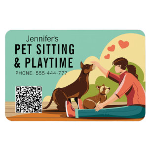 Zitten en afspelen met QR-code Dog Business Magneet