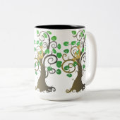 Zitten in de boom tweekleurige koffiemok (Voorkant rechts)