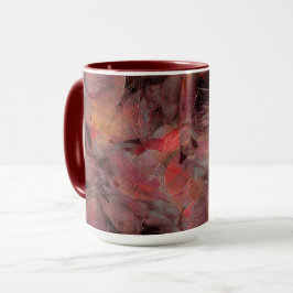 Zitten in rode tinten op zwarte grijze achtergrond mok