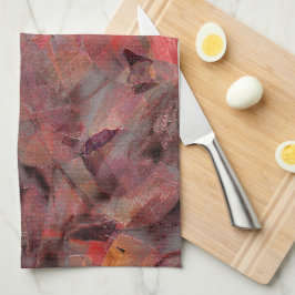 Zitten in rode tinten op zwarte grijze achtergrond theedoek